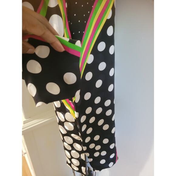 Pat Argenti Silk Dress Vintage Black White Polk A Dot Multicolor Stripes Small - Picture 6 of 9